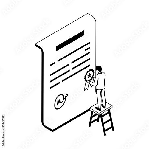 An icon depicting a certificate in isometric style
