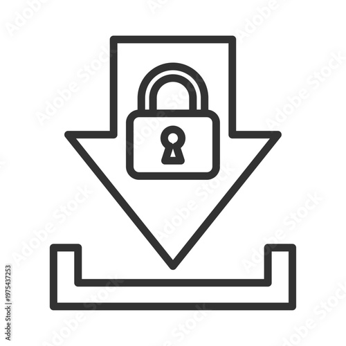 ダウンロードロック・アクセス制限アイコン｜セキュリティ・保護・鍵・南京錠