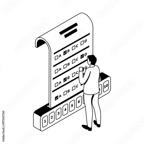An icon depicting an assessment in isometric style
