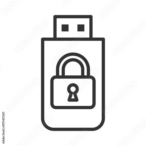 USBメモリロック・アクセス制限アイコン｜セキュリティ・保護・鍵・南京錠