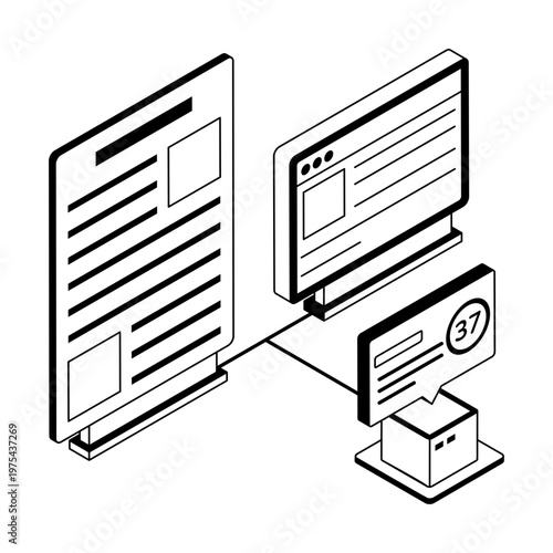 Icon depicting a plagiarism checker in isometric style
