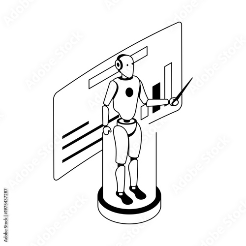 Icon depicting an ai tutor in isometric style
