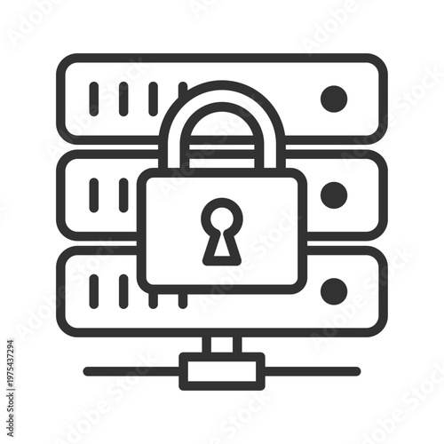 サーバーロック・アクセス制限アイコン｜セキュリティ・保護・鍵・南京錠