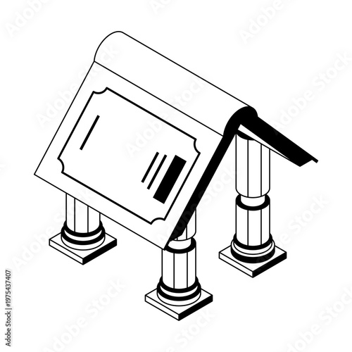 Icon depicting knowledge pillars in isometric style
