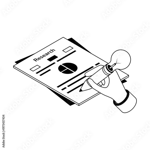 An isometric style icon showing a research paper
