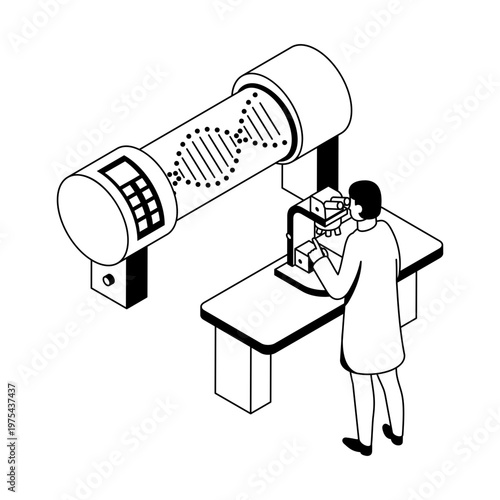 An isometric style icon showing a research lab
