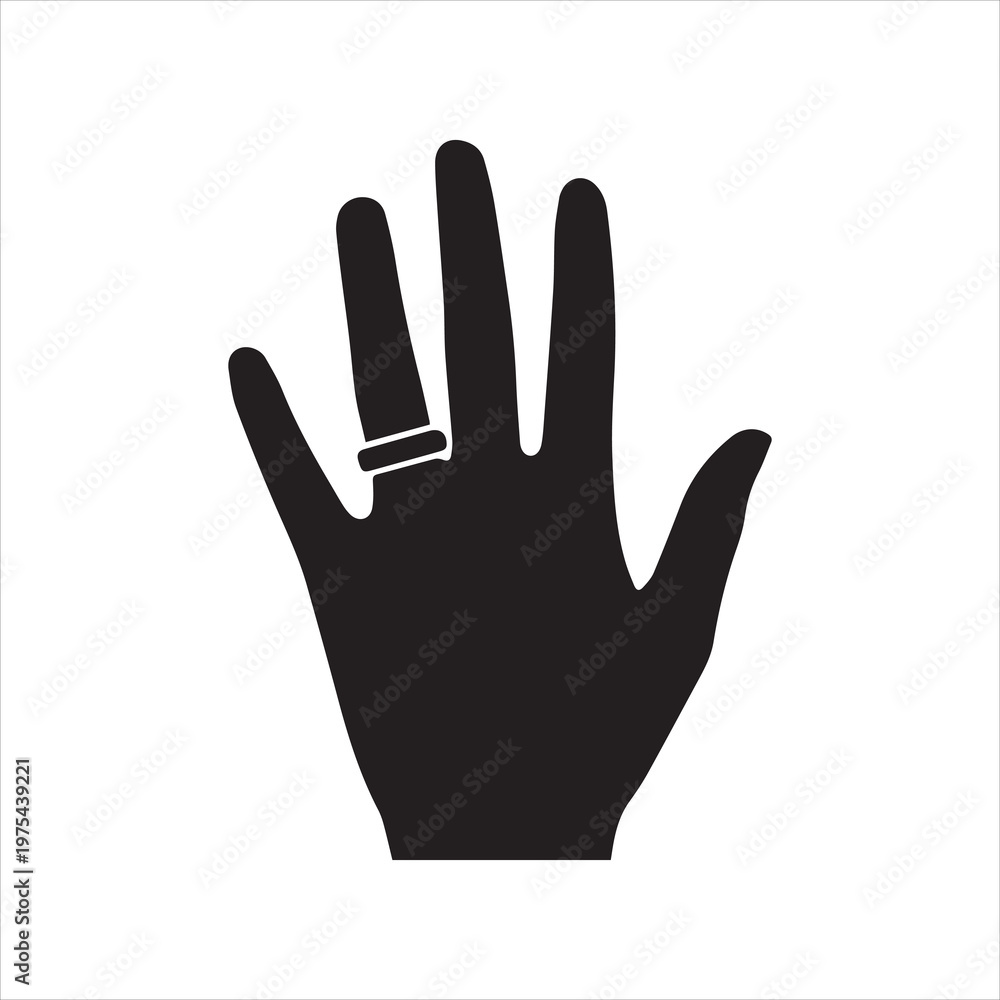 Fototapeta premium Vector graphic depicting a human hand with a wedding ring on white background 