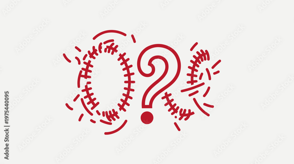 Fototapeta premium Abstract 'Q?' Mark Icon in Red on Cream Background