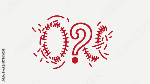 Abstract 'Q?' Mark Icon in Red on Cream Background