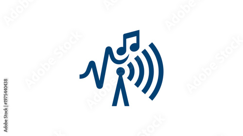 Music Streaming and Sound Wave Icon in Blue
