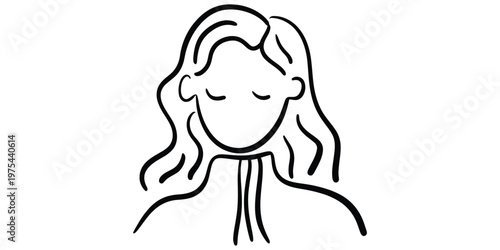 Hand drawn illustration of a woman with closed eyes