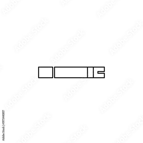 Line art icon of a cigarette or vape pen with cigarette nicotine unhealthy