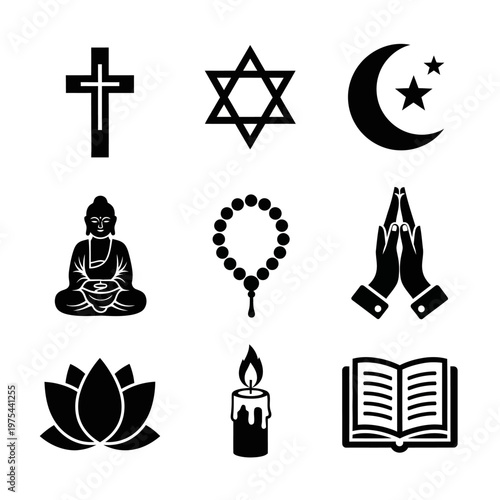 Collection of Religious Symbols and Icons: Faith, Spirituality, and Belief Systems