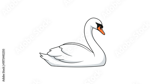 Graceful white swan swimming calmly on water, perfect for nature-themed art, wildlife photography, and peaceful outdoor concepts.