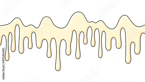 Creamy white liquid dripping down in a smooth pattern, ideal for backgrounds representing milk, yogurt, sauce, or white chocolate.