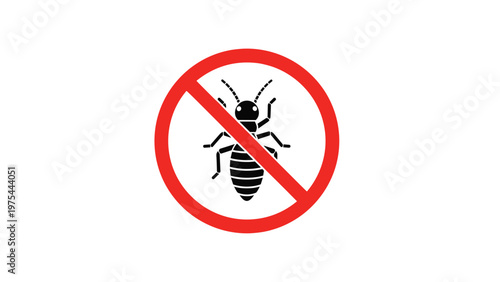 Stop bed bugs sign features a red prohibition symbol over a black insect icon to indicate pest control and sanitation measures.