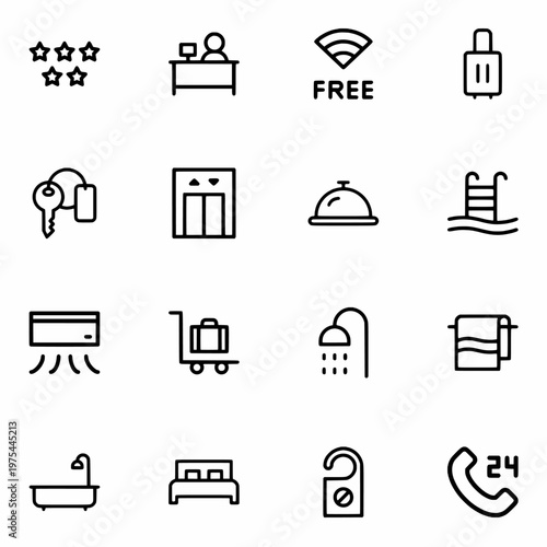 Hotel icons set
