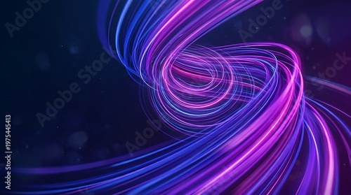Abstract digital background with glowing blue and purple light trails