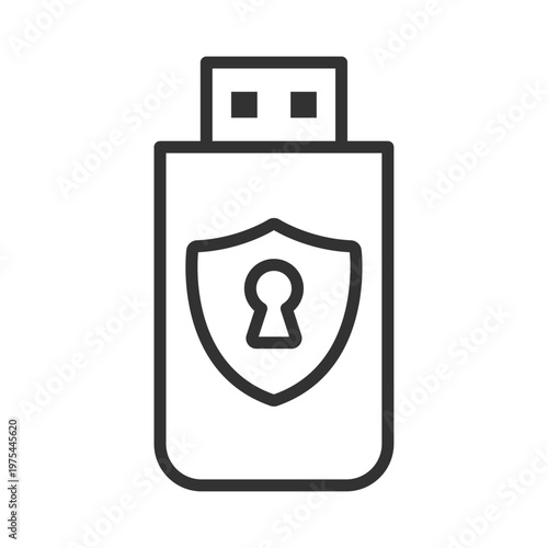 USBメモリセキュリティ保護アイコン｜シールド・安全対策・データ保護