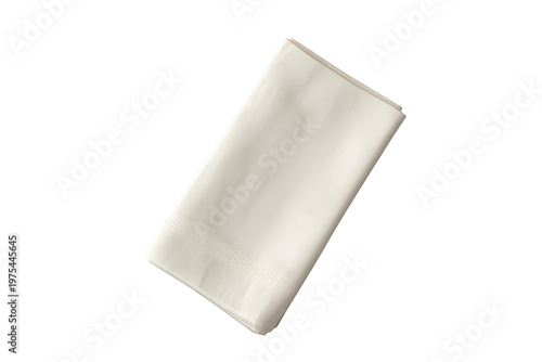 White folded paper napkin presenting cleanliness and hygiene for kitchen or catering use, isolated on transparent background