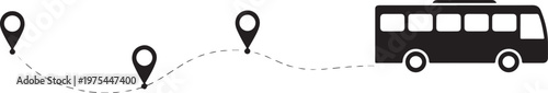 bus public transit route illustration with map pins and vehicle