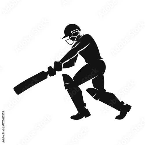 Cricket player silhouette, black cricket icon, batsman vector, sports illustration