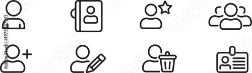 user account icons edit add delete team id badge set