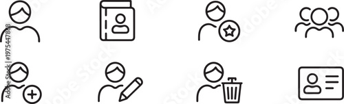 user profile icon set line art account management symbols