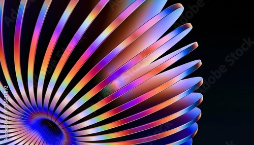 A vibrant and colorful abstract design with rainbow hues on a black background