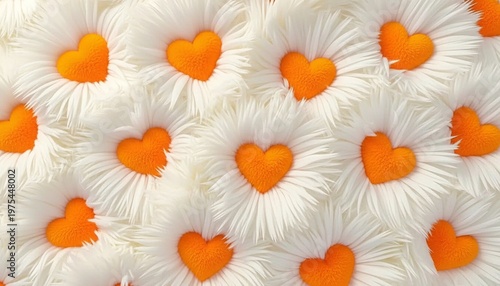 A vibrant and beautiful arrangement of white flowers with orange hearts in the center
