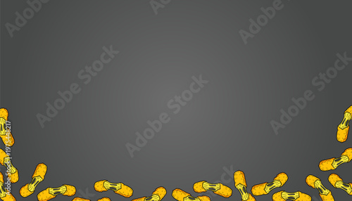 Mozzarella Sticks Pattern Design. Frame Fried Cheese Illustration. Crispy Snack Repeating Motif. Handdrawn Fast Food Style. Background For Packaging Textile.