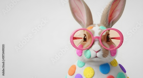 A colorful easter bunny with glasses a whimsical spring portrait