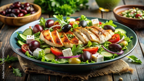 Grilled Chicken and Feta Salad with Olives and Cucumbers, Fresh from the Mediterranean