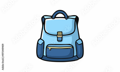 line art color of school backpack cartoon illustration