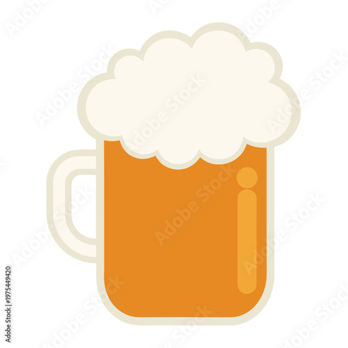 Stylized illustration of a full mug of beer with foamy head