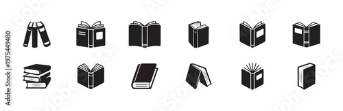 Education icons set vector illustration of book library element study symbol reading collection kit