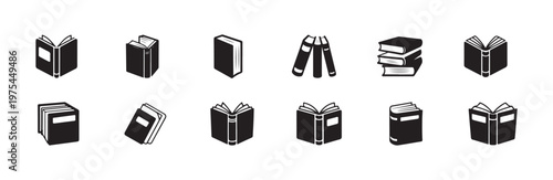 Study icons set vector illustration of book education library element reading symbol collection kit