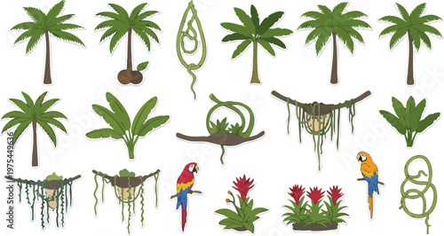 Tropical palm trees in lush setting.