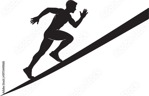 A man running up a steep slope Vector, illustration