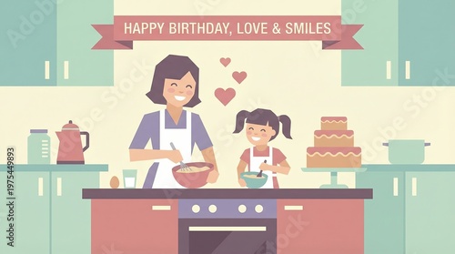 Joyful Kitchen Moments for Birthday Celebration, mother daughter kitchen