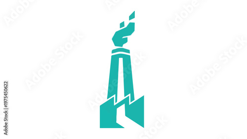 Teal colored statue with flame on top icon Vector, illustration