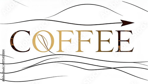 Coffee concept with arrow and lines, perfect for cafe branding and design.