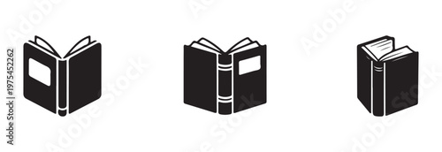 Open books icon set isolated on white background library or bookstore symbol education and study