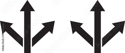 Black arrows pointing up and outward a graphic representation of direction