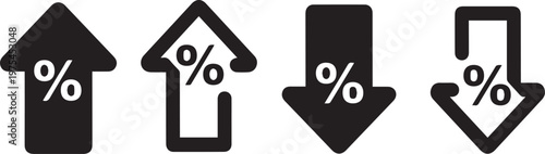 Percentage change indicators upward and downward trends with arrows