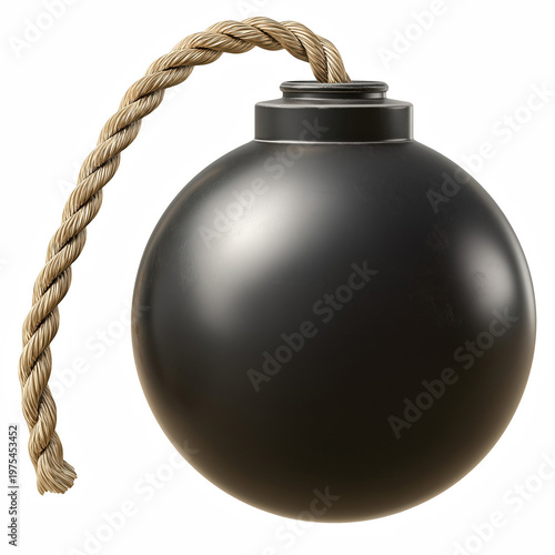 Black cartoon bomb isolated on transparent background
