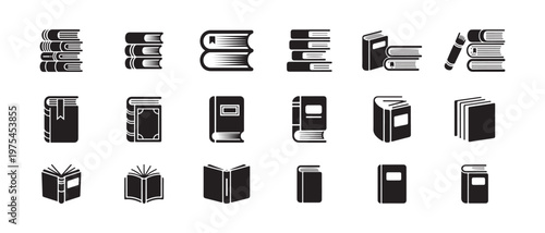 Stacked books icons with bookmarks and diverse cover designs for academic study and research work
