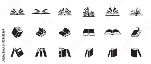 Open book silhouettes showing turning pages and flying leaves for storytelling and fantasy concept