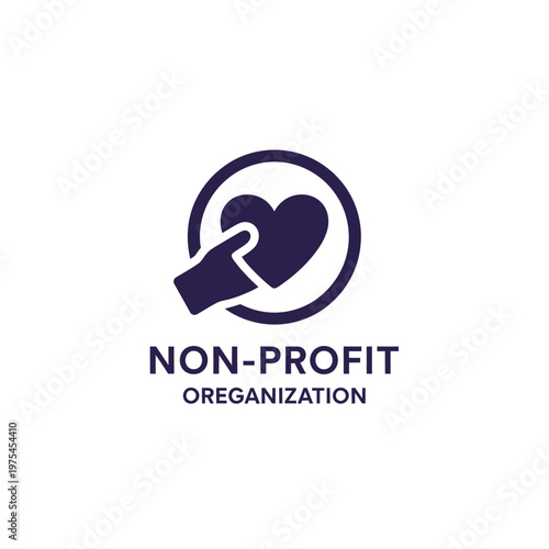 A graphic depicting non-profit organization with a hand holding a heart.