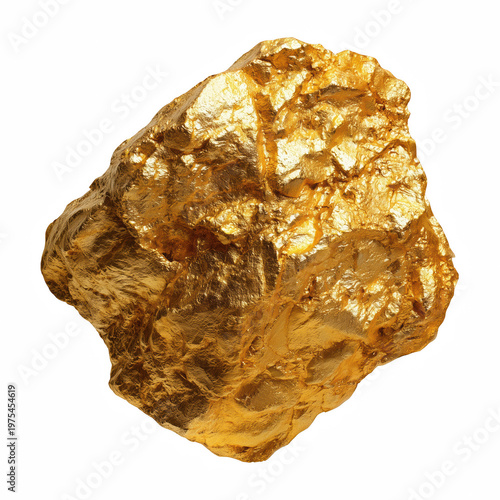 Raw gold nugget isolated on transparent background